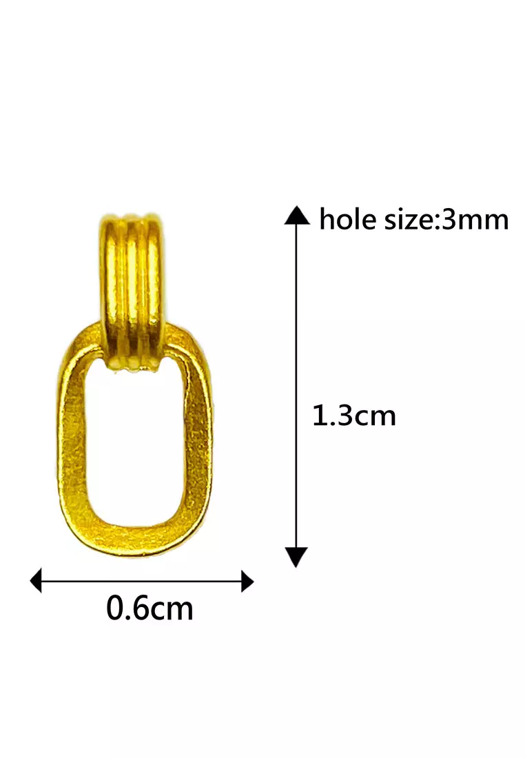 [SPECIAL] LITZ 999 (24K) Gold Double Hook Pendant with Stainless Steel Leather Choker Necklace EP0291-AC (0.09g+/-)