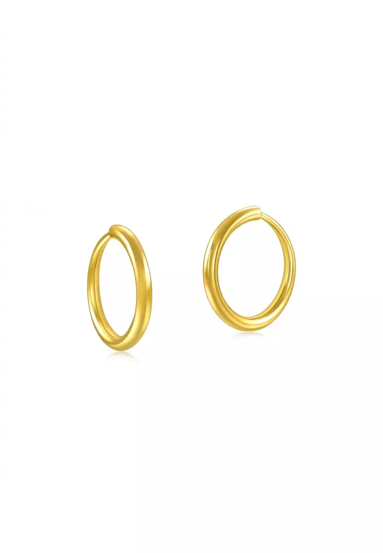 999.9 24K Gold Essence Hoops Earrings 95436E