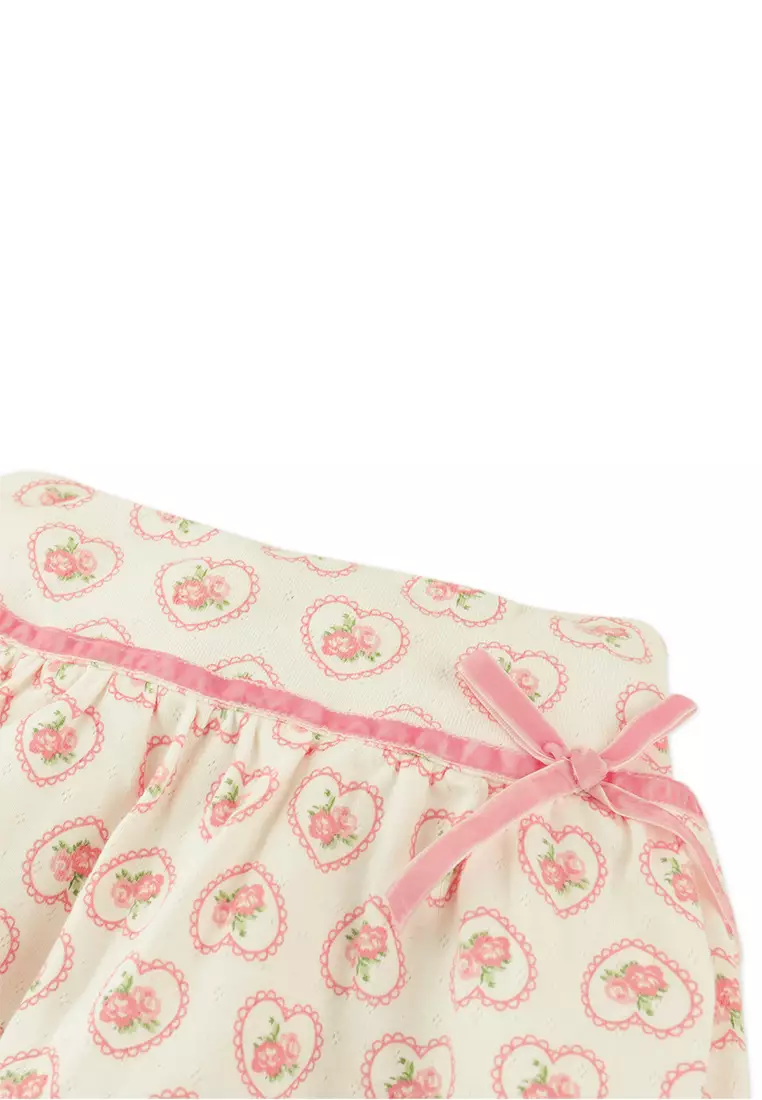 Rosie Printed Pointelle Skort Set with Bows