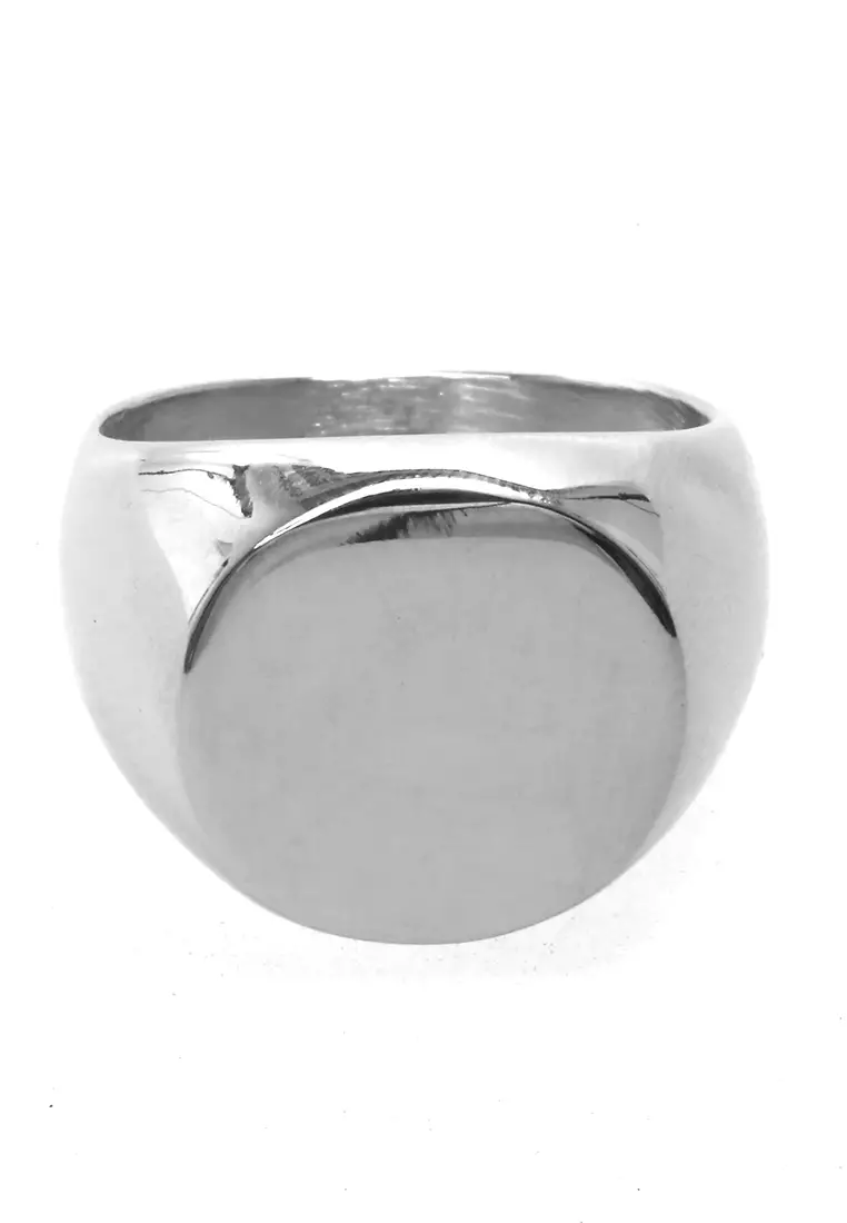 Daisy Cincin Signet Ring Desain Oval Aksesoris Pria Wanita Material Titanium ORIGINAL - Silver Glossy
