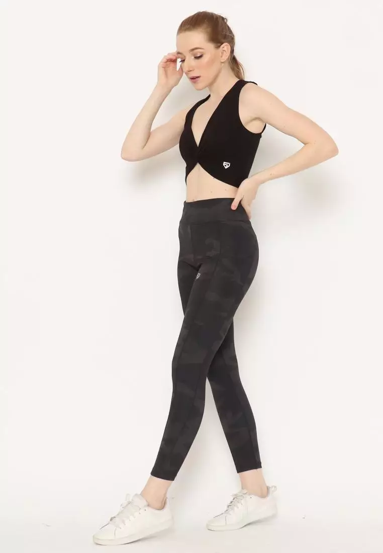 FITWEAR - ELIA POCKET CAMOUFLAGE SPORT LEGGING - BLACK