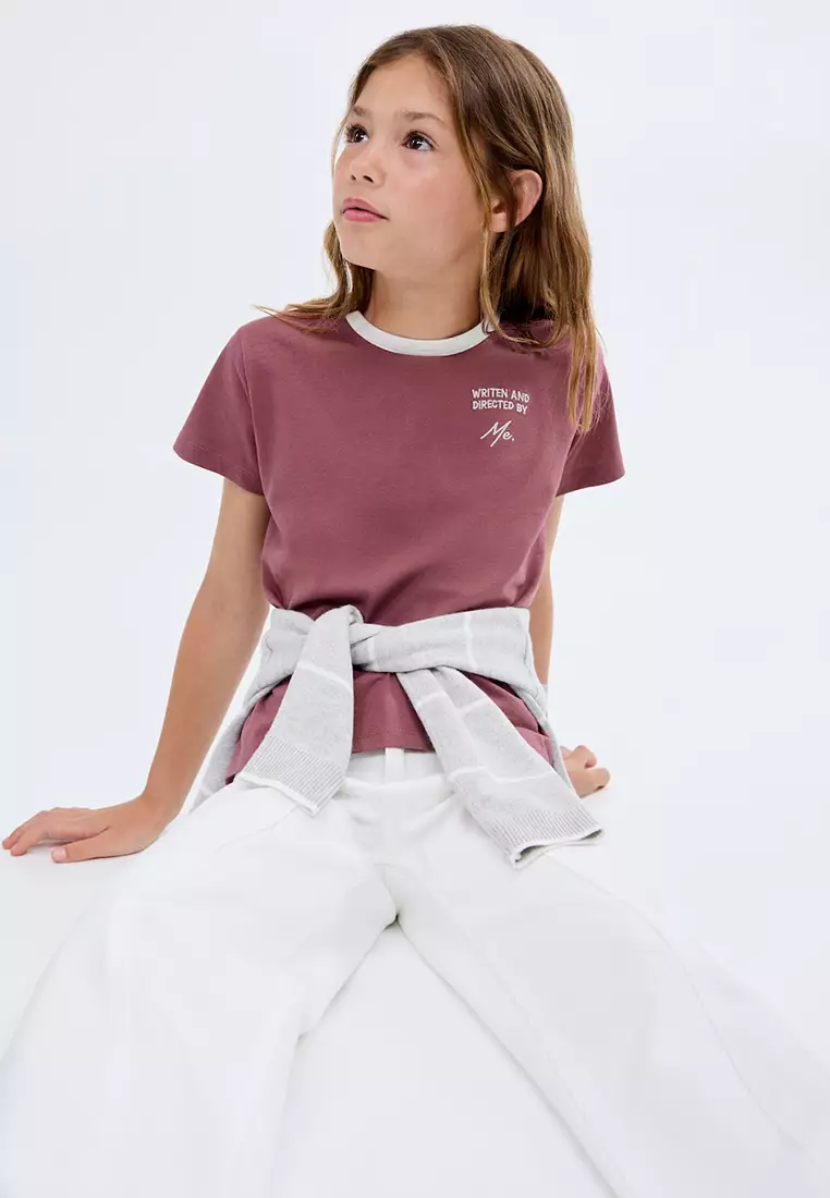 T-Shirt With Embroidered Contrasting Collar