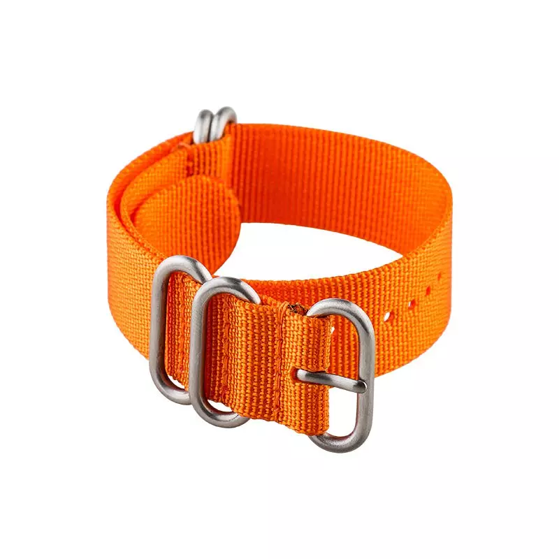Tali / Strap Jam Tangan Martini Zulu 5 Ring 22mm Orange Nylon Silver Buckle ND-5Y-5B-22X22