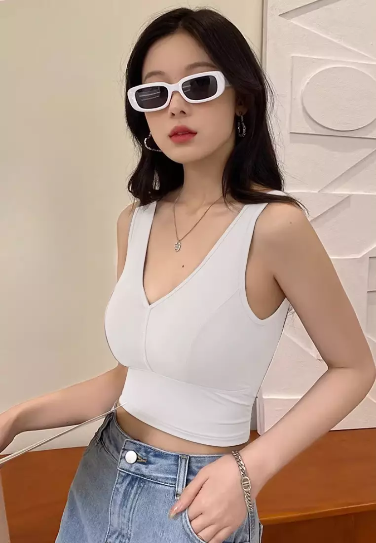 Premium Summer Seamless Plus Size Bralette Top in White