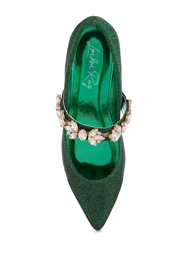 Bros Berlian Imitasi Balerina Glitter Warna Hijau