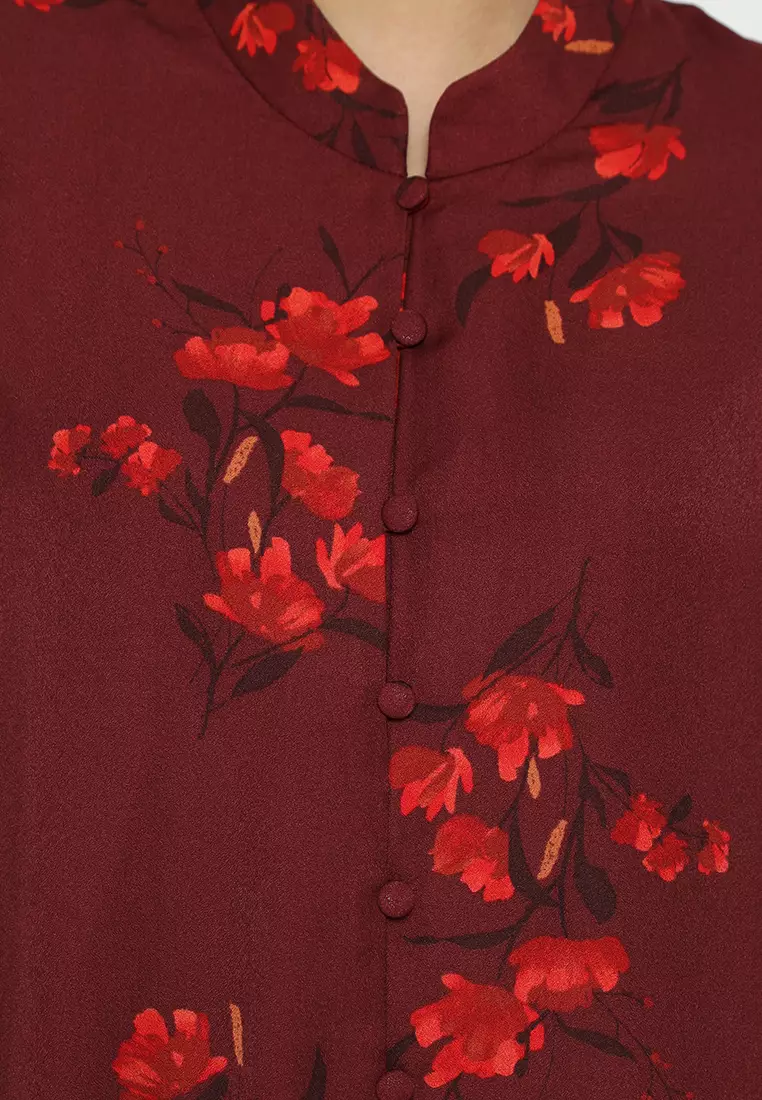 Floral Sanghai Blouse In Maroon By Brilliant Girl Warna MARUN