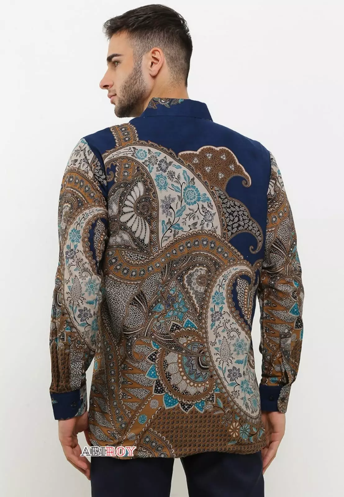 Kemeja Batik Pria Premium Slimfit Elegant Modern Lengan Panjang Bimasatya Navy