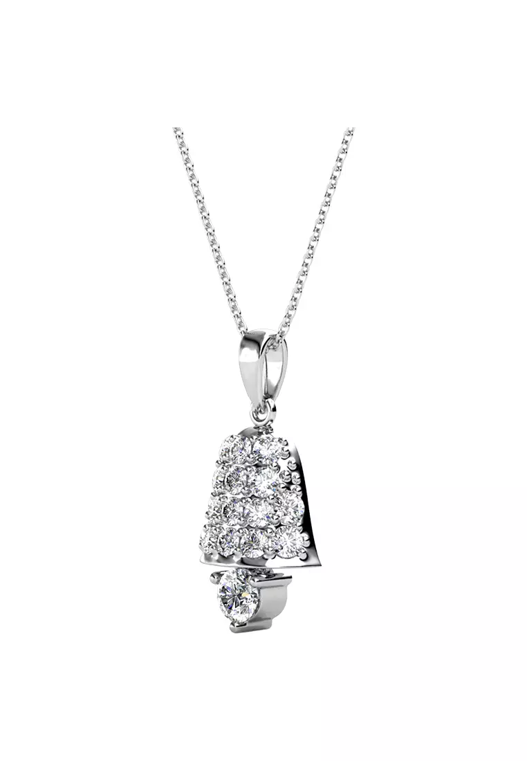 Her Jewellery Jingle Bell Pendant (White Gold) - Luxury Crystal Embellishments plated with 18K Gold