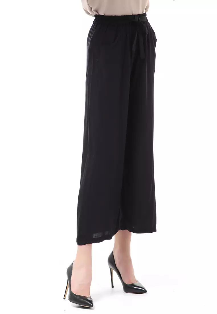 Stella Celana Panjang Casual Wanita Kulot Loose Pants Homewear Material Rayon ORIGINAL - Black