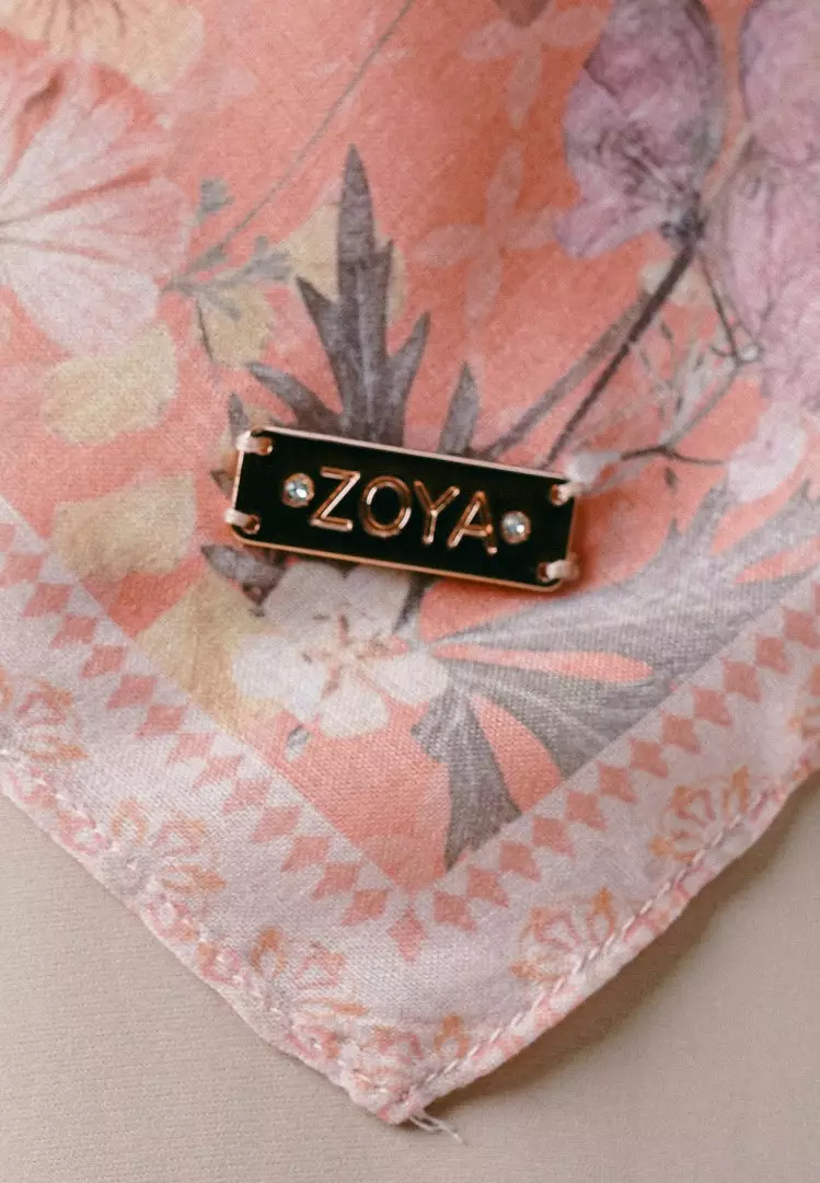 NAVULIA Scarf Peach - Kerudung Hijab Segiempat Motif With BOX - Bahan Voal Premium - Ukuran 115x115