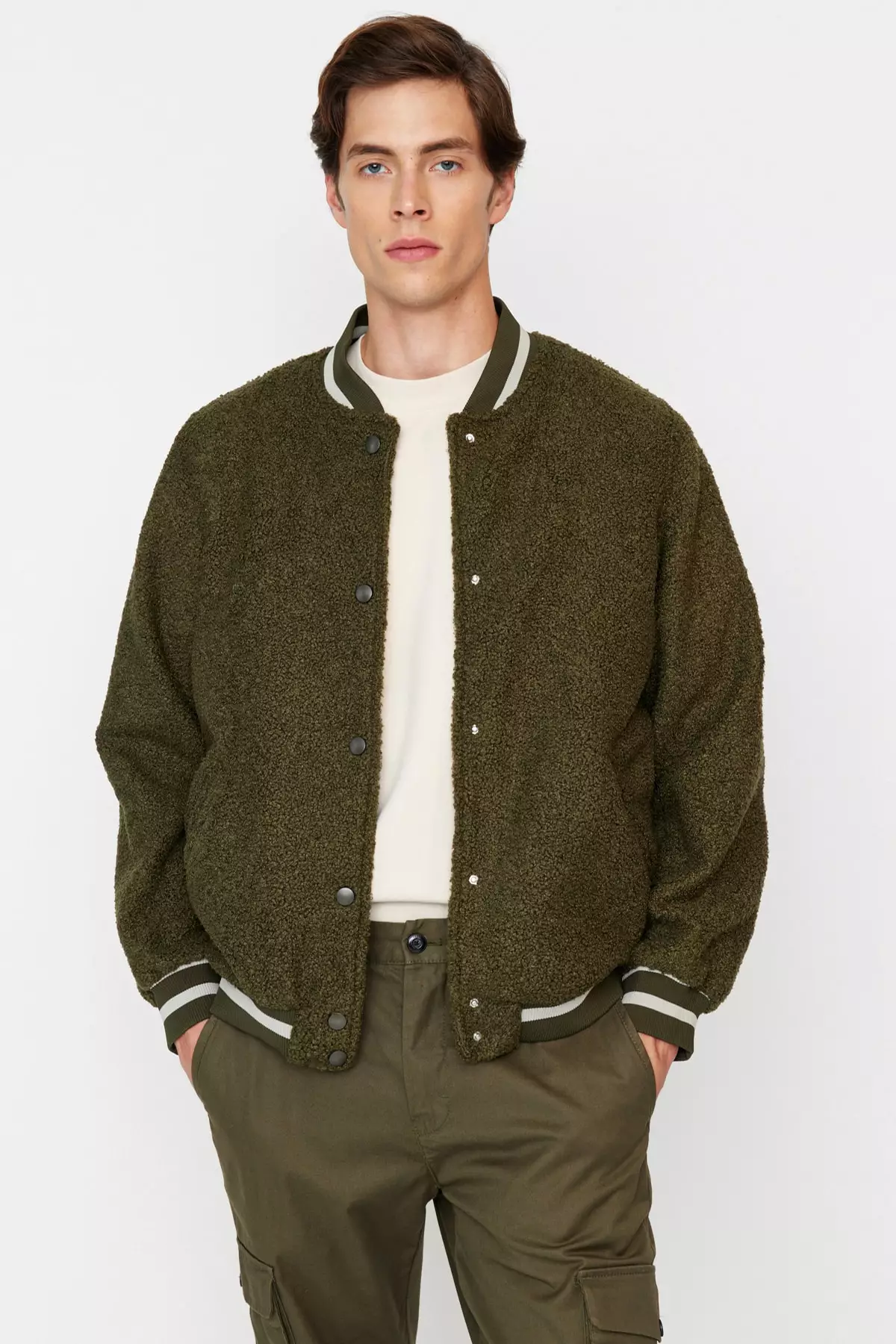 Buy Trendyol Khaki Men s Bomber Boucle College Coat 2024 Online