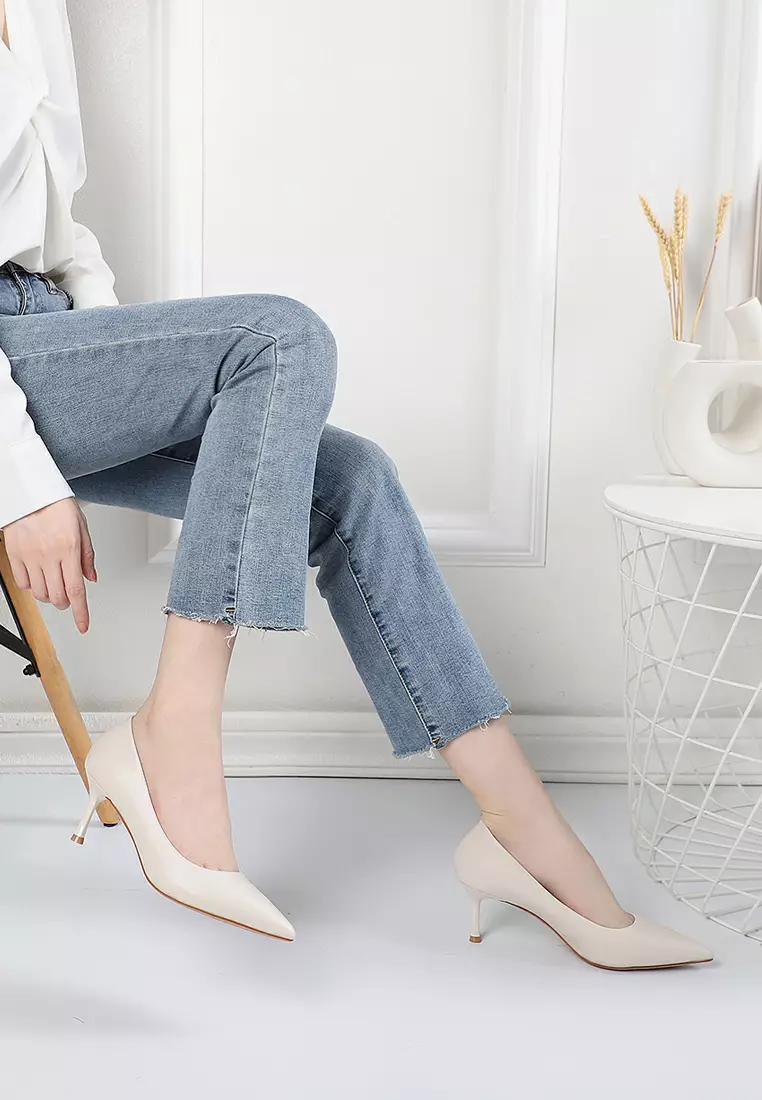 6.5CM Microfiber Leather Pointy Pumps 2065-2