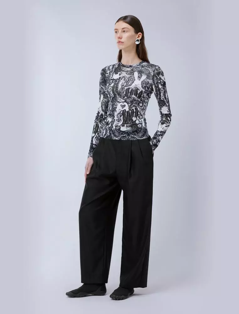 Wool Loose Fit Long Pants