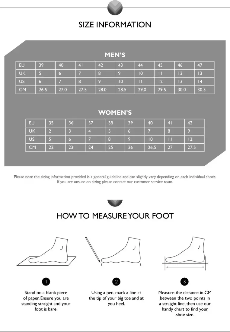 The flexx shoes size chart hotsell
