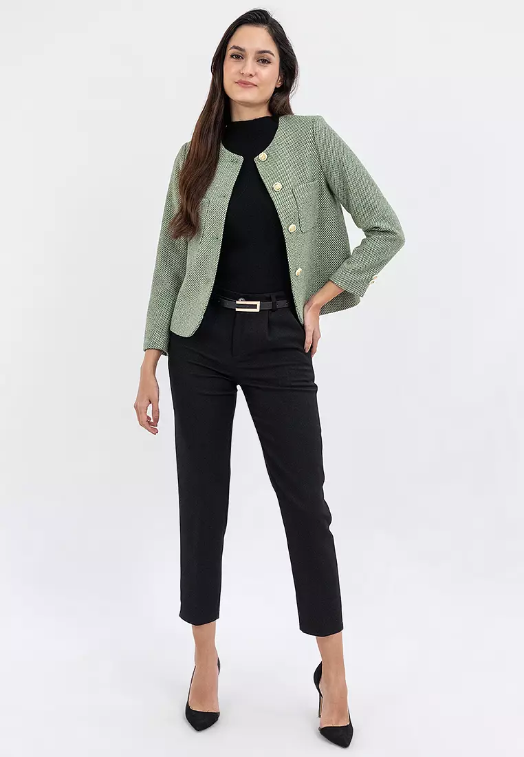 Collarless Tweed Blazer