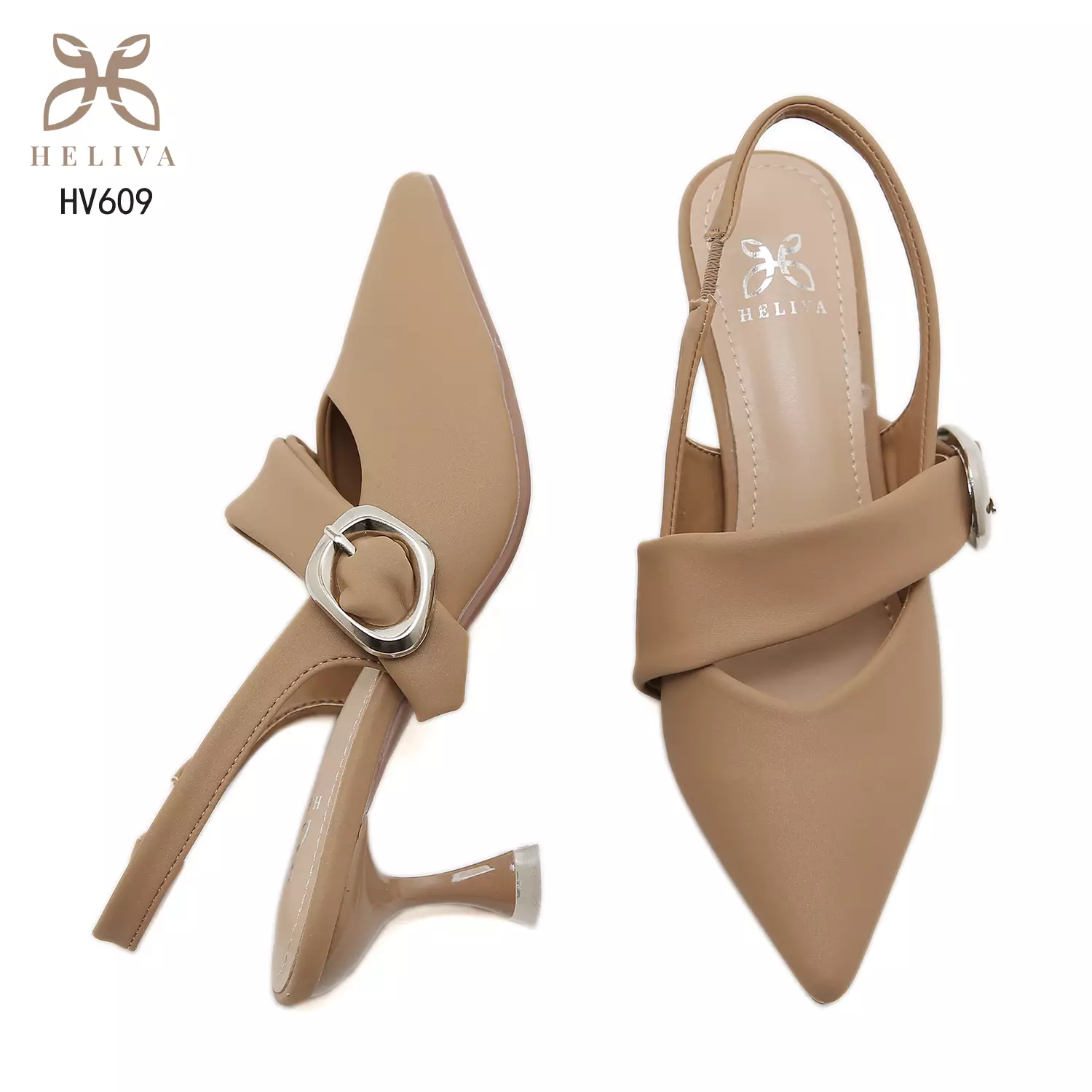 HELIVA LORELIA 6cm Slingback Heels Minimal Buckle Accent & Refined Pointed Toe HV609