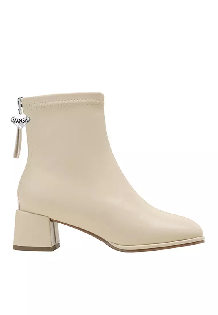 Discount on Twenty Eight Shoes  shoes - SKU: VANSA Fashion Cow Leather Back Zip Short Boots VSW-B-68013
