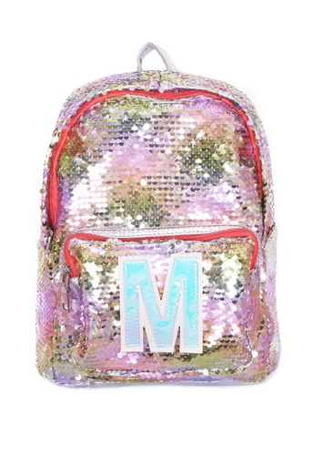 sequin initial backpack