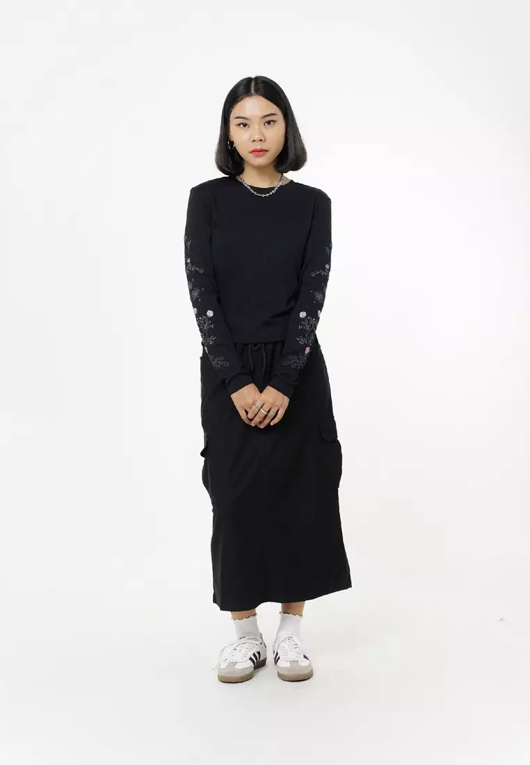 Greenlight Women's T-Shirt Long Sleeve Body Fit Embroidery Kahari HP-C010326