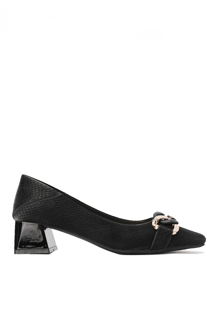 VANSA Snake Pattern Buckle Mid Heels VSW-H33216