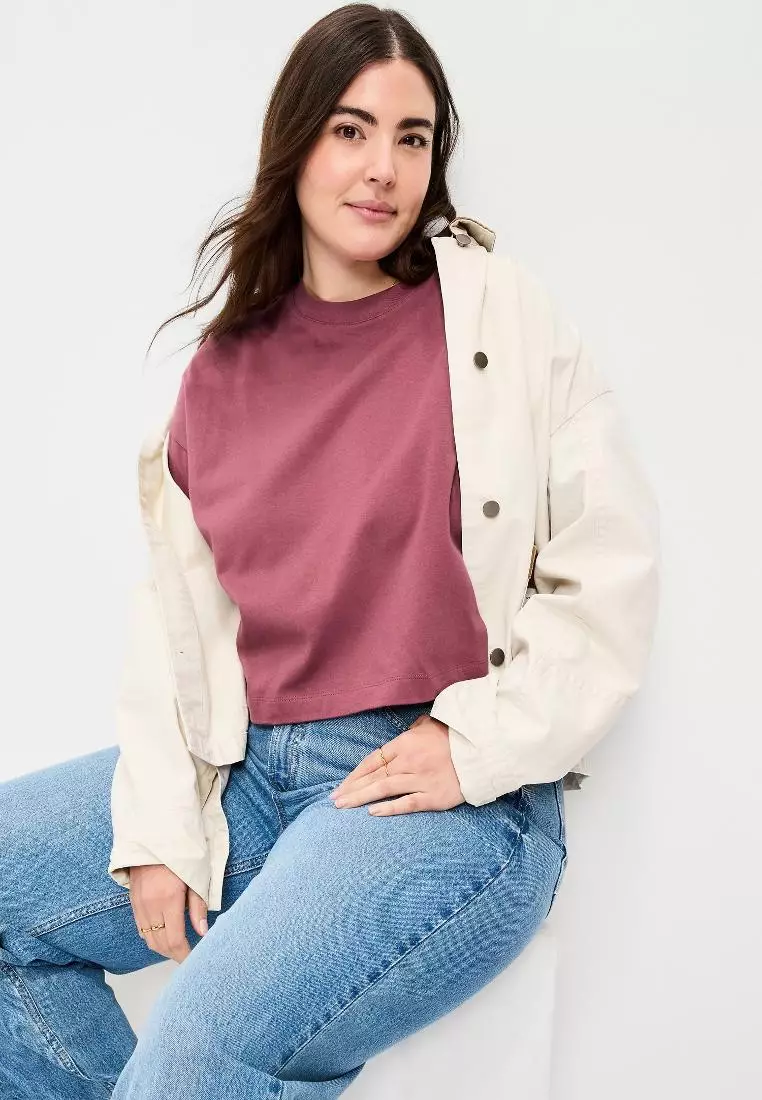 Vintage Crew-Neck Oversized Crop T-Shirt