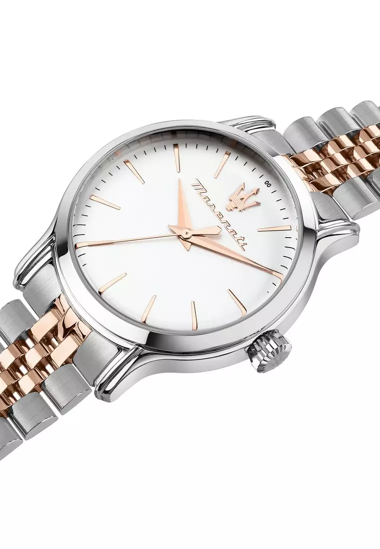 【2 Years Warranty】Maserati Epoca 34mm White Silver Dial Women's Solar Watch R8853118520 With Luminous Hands
