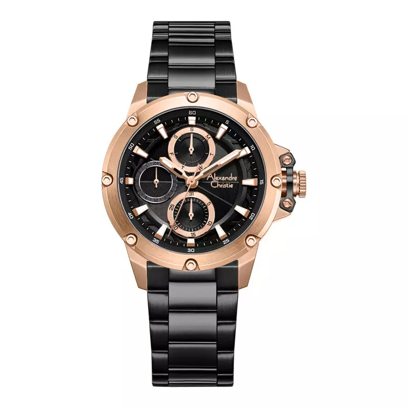 Jam Tangan Wanita Alexandre Christie AC 6564 BF BBRBA Ladies Black Dial Black Stainless Steel Strap