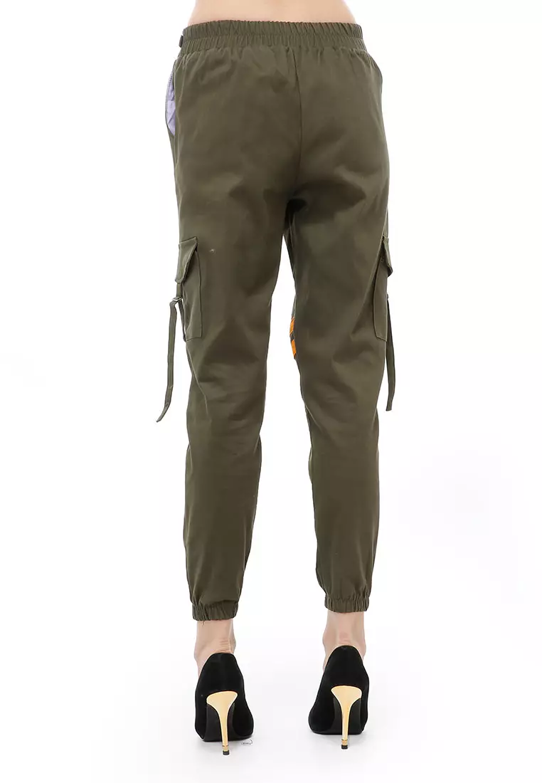 Jourel Celana Panjang Kasual Wanita Jogger Cargo Pants Style Knee Line Material Combed twell Stretch Premium ORIGINAL - Army Green