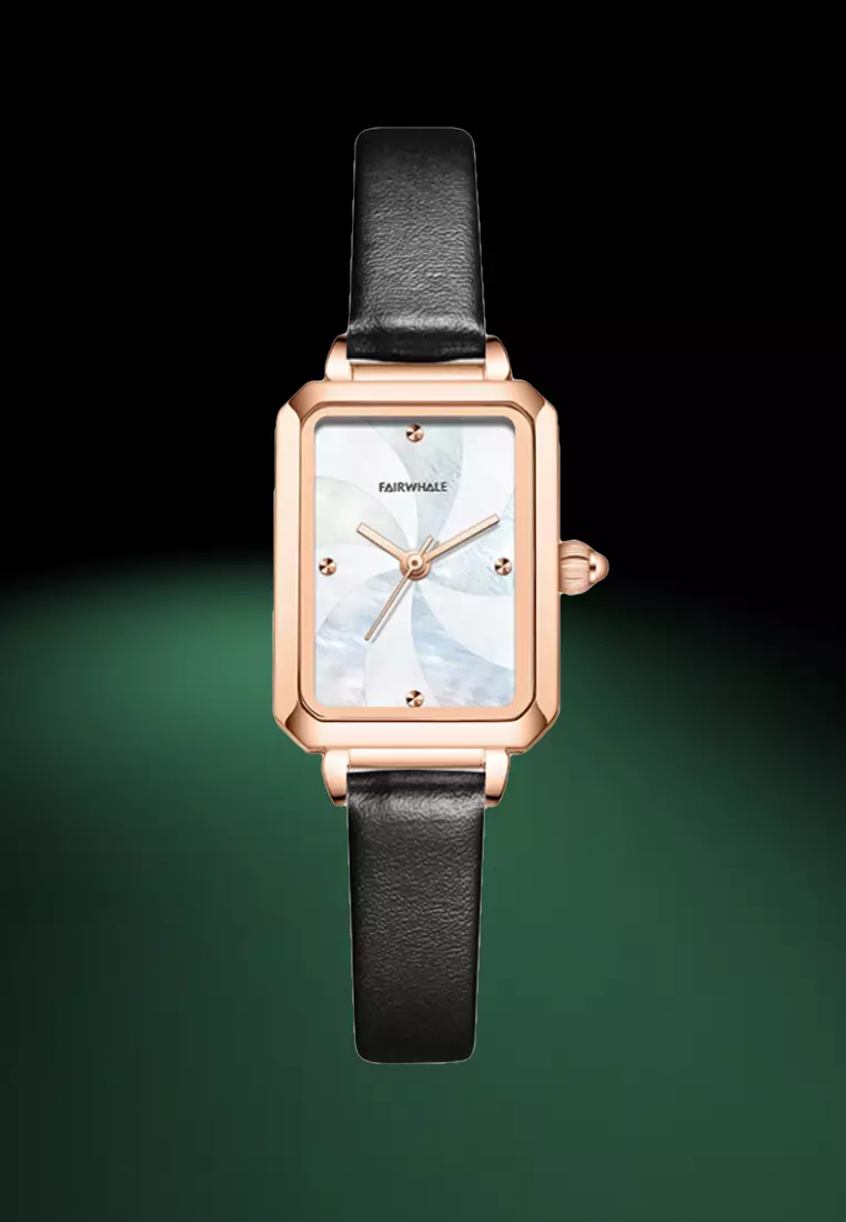 女士石英手錶，29 毫米，皮革錶帶