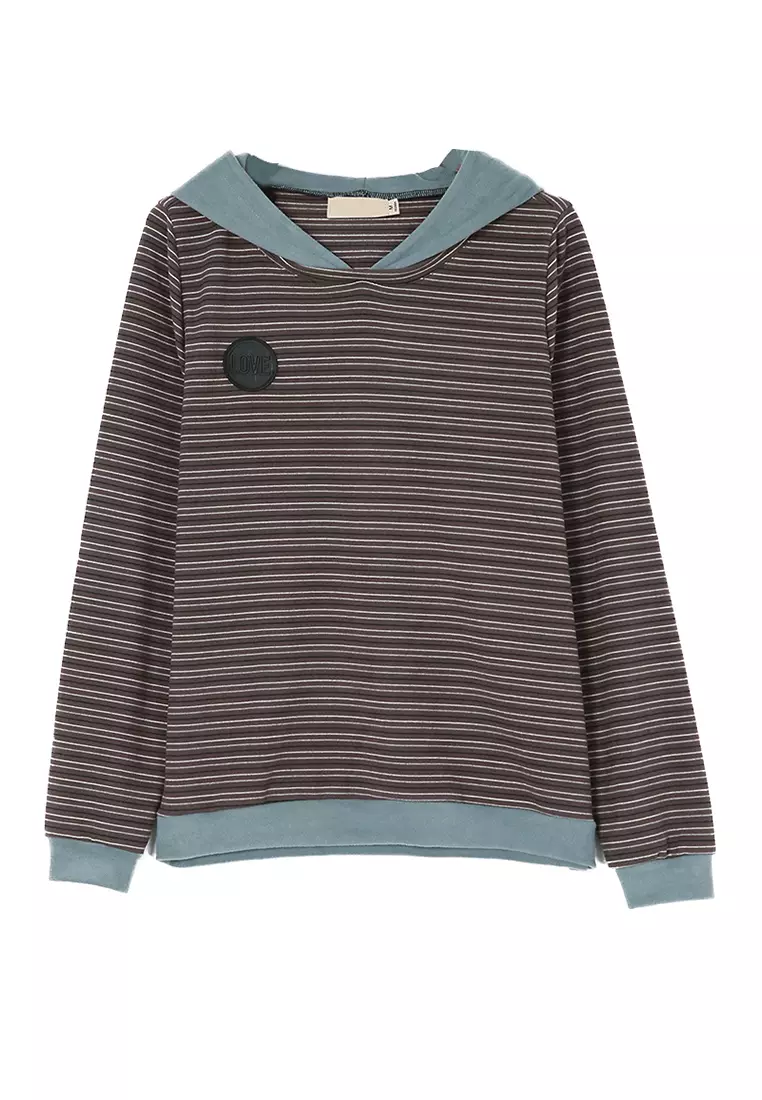 Casual striped hooded sweater sale