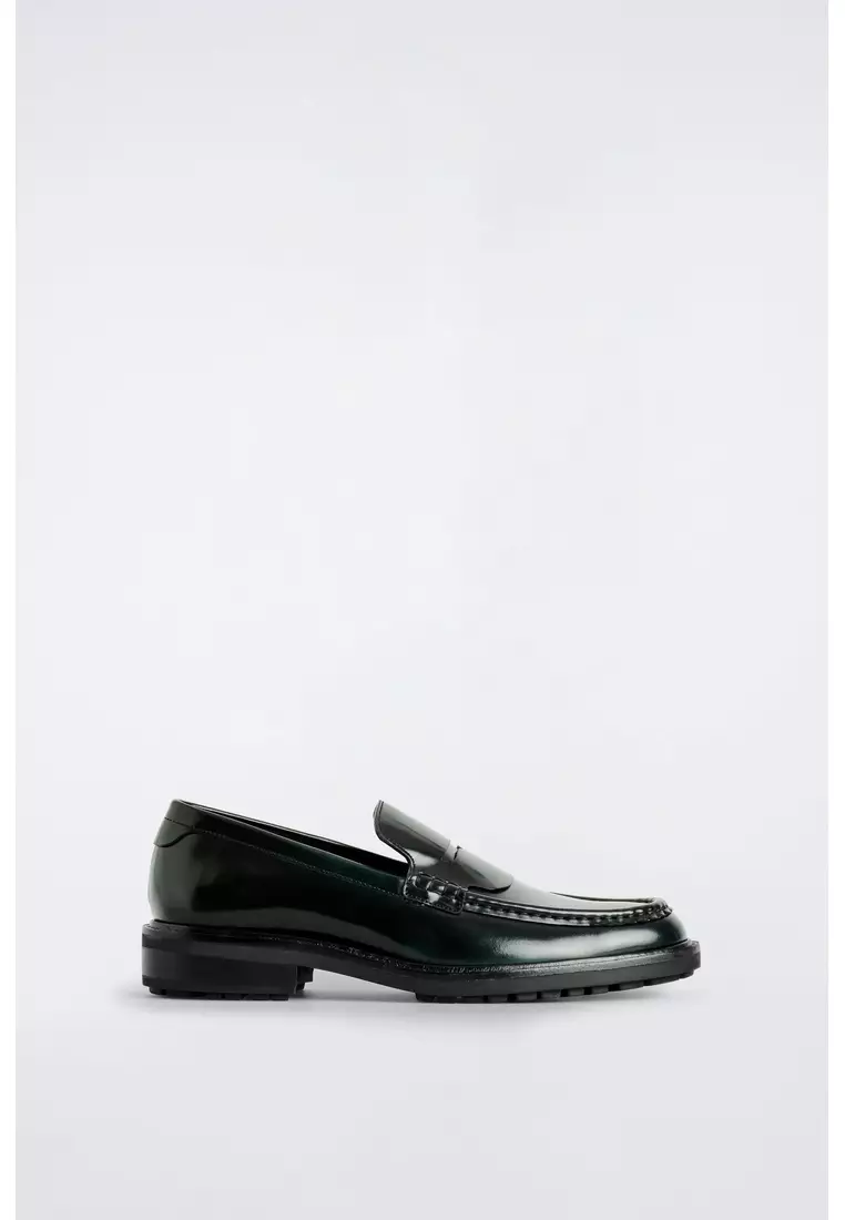RUBBED-LEATHER LOAFERS