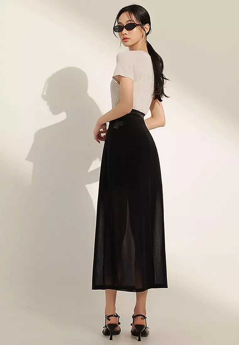 2 Layers Slimming Effect Midi Skirt