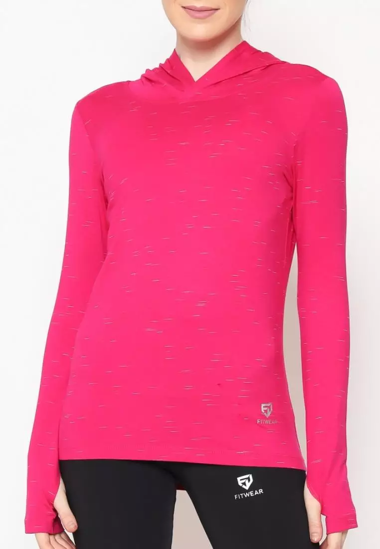 Fitwear - Kaos Olahraga Wanita ATALIA BASIC HOODIE LS - FUSCHIA