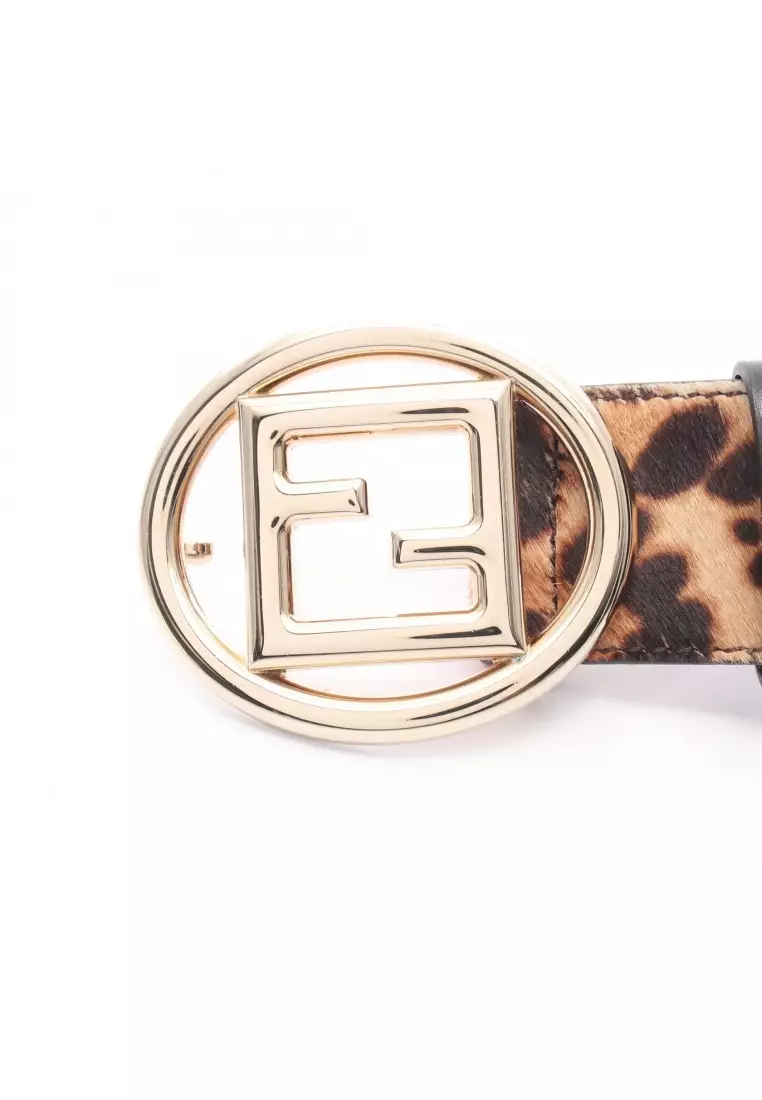 Fendi Pre-Loved Fendi FF logo buckle, leopard gold hardware  display picture 1