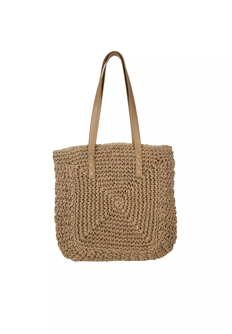 Straw tote best sale bag with zipper