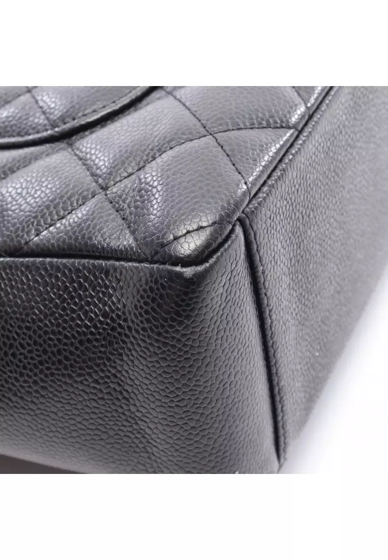 Pre-Loved Chanel matelasse PST chain shoulder bag chain tote bag Caviar skin black gold hardware