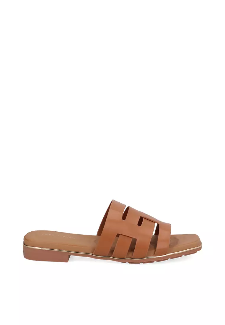 Discount on Carlo Rino  shoes - SKU: Brown Aria Grid Sandals