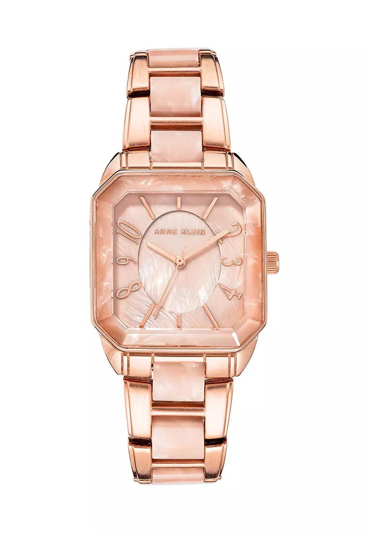 Buy Anne Klein Pink Mother of Pearl Rose Gold Square Watch 2024