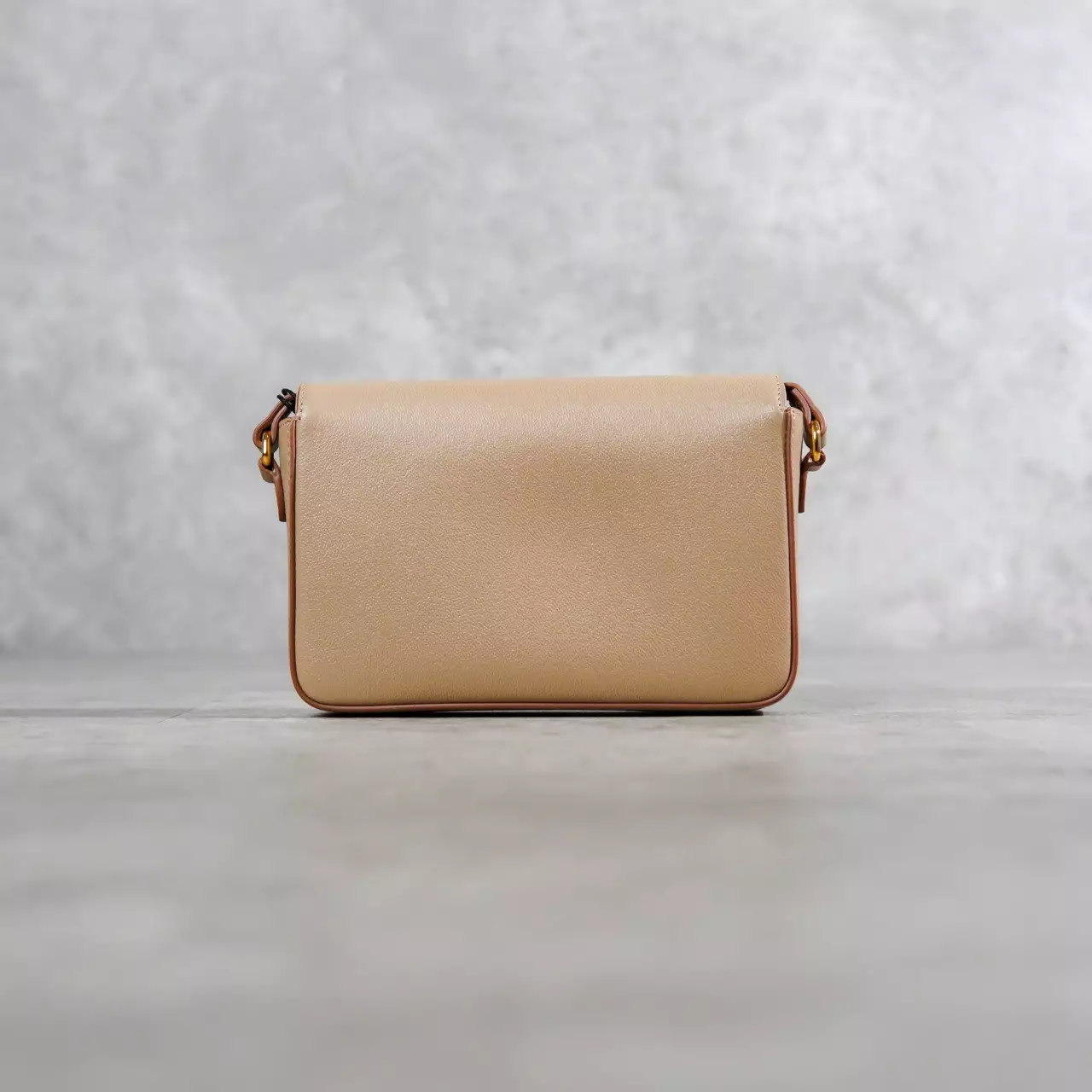 Tas BURBERRY CHECK BEIGE CHESTNUT FLAP LEATHER SHOULDER BAG 100% ORIGINAL