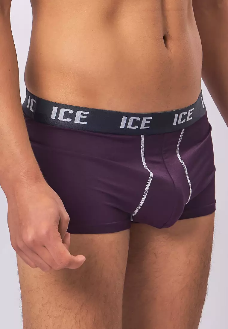  Ice Men Boxer Briefs With Pouch Contrast Stitch Nolan01 - Plum (Single Pack)