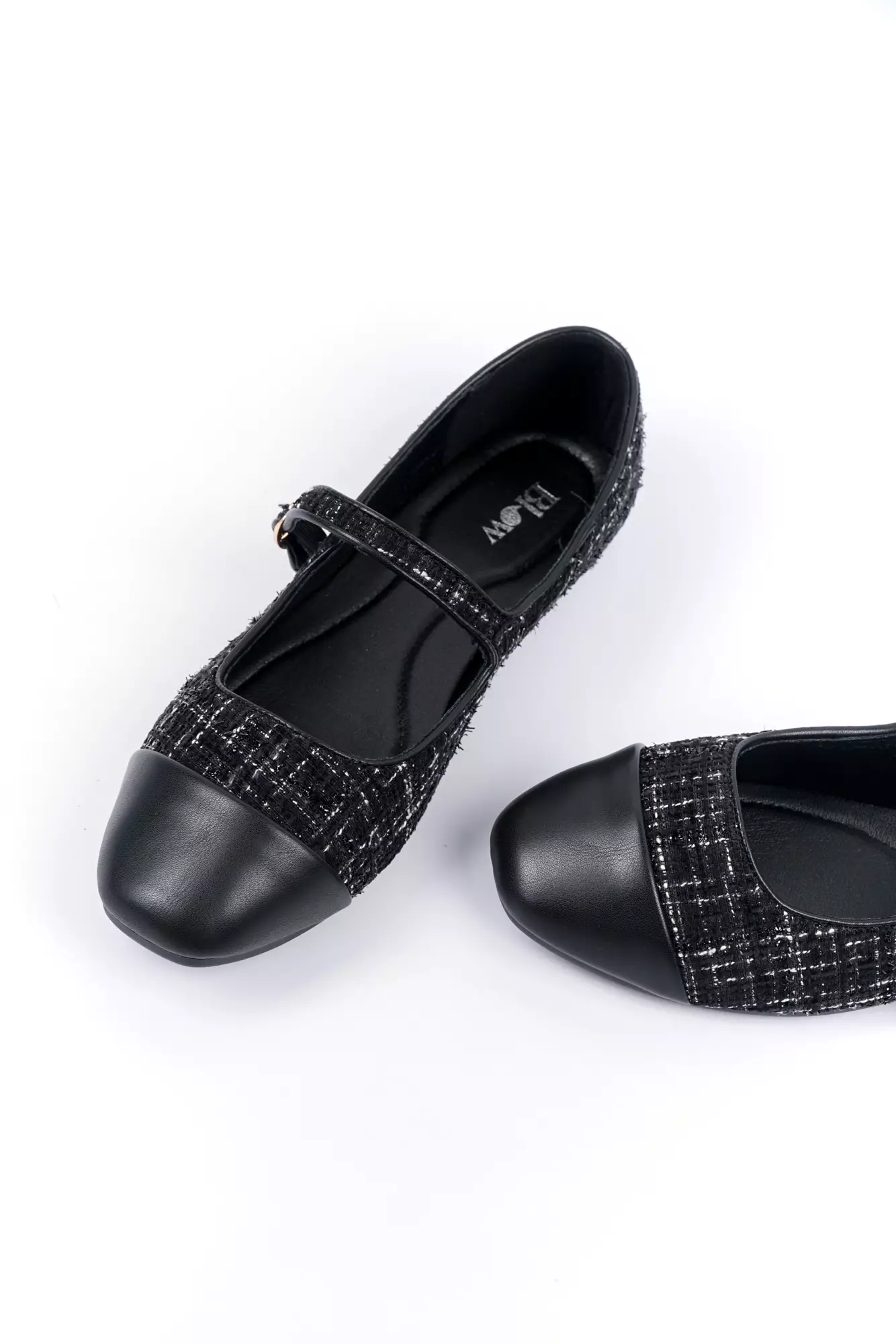Blow BLWF 0015 Fala Toe Cap Quilted Mary Jane Ballet Flats Shoes Wanita Sepatu Hitam Women Shoes