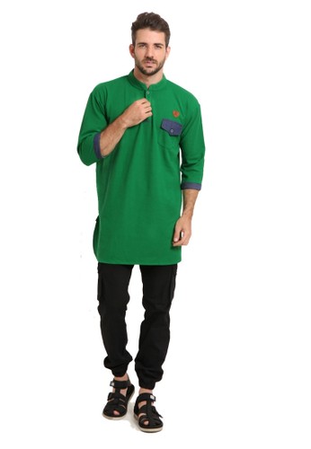 Jual ZAYIDAN Kaos  Gamis  Denim  Pocket Zayidan Hijau 