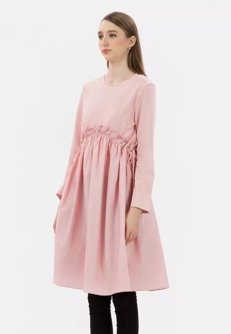 Wrink Waist Tunic in Pink