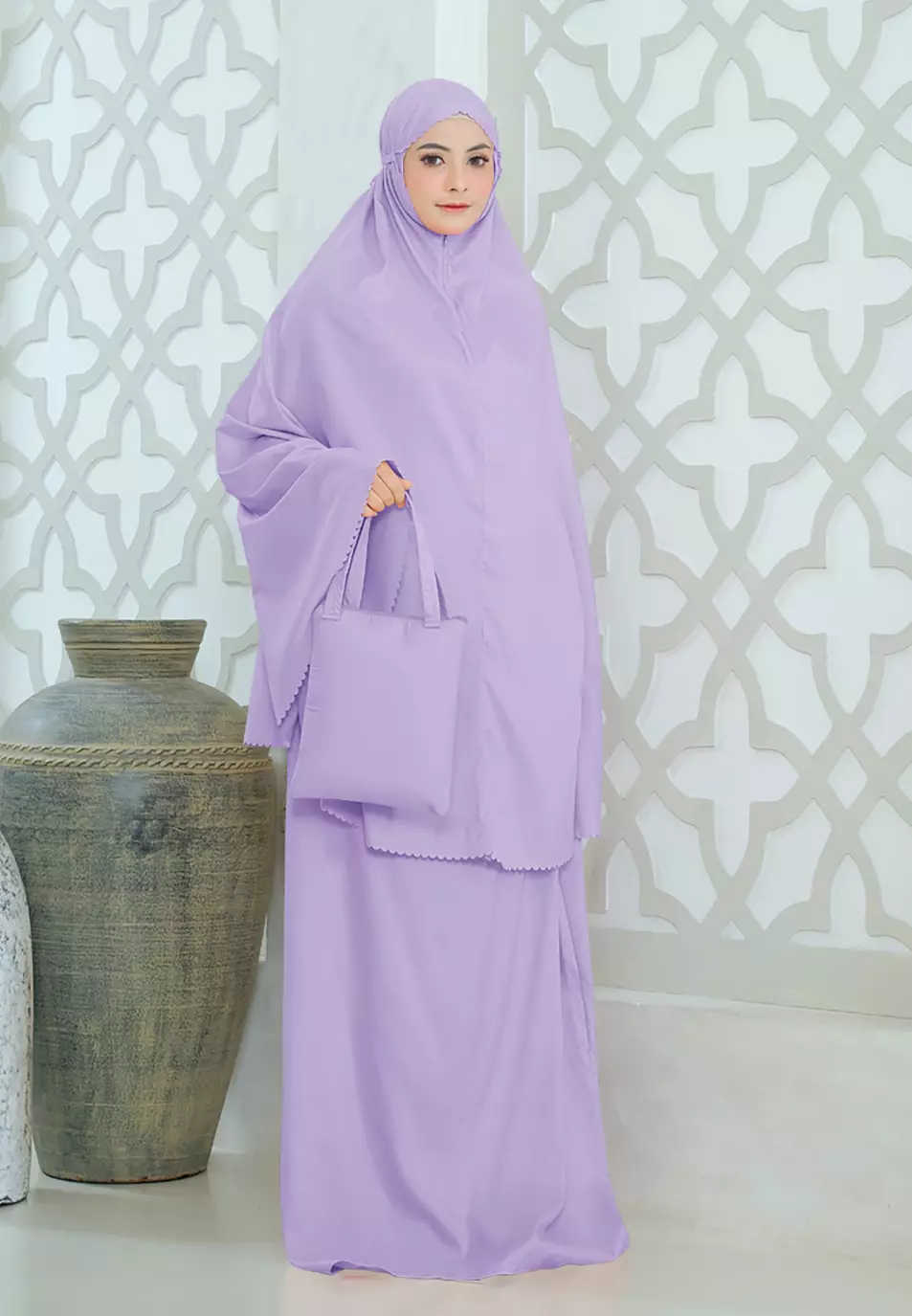 Zelena - Mukena Basic Sabira Lasercut 2in1 Prayer Set - Dewasa