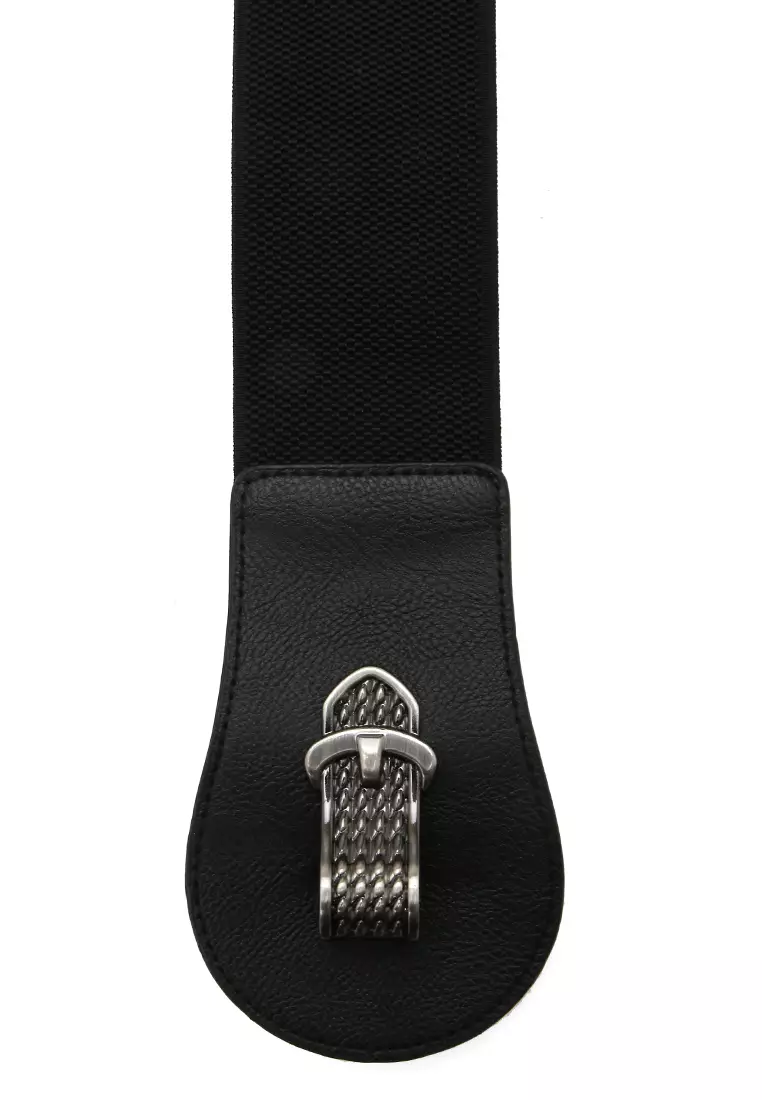 Imani Ikat Pinggang Fashion Wanita Wide Waist Belt Material Leather ORIGINAL - Silver
