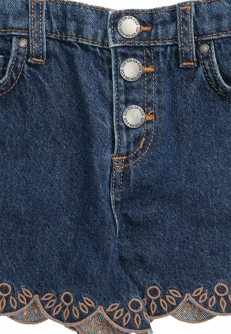 Snap Front Denim Shorts
