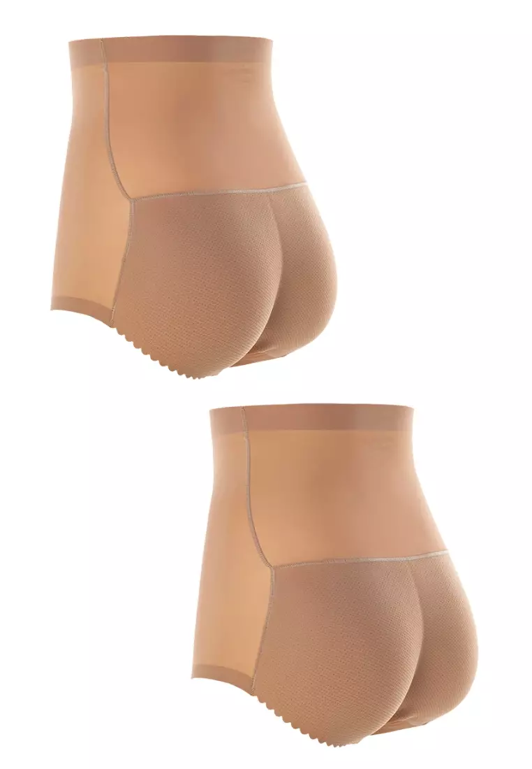 2 Pack Karla Butt Lifter High Waisted Panties Seamless Padded Underwear Hip Pads Enhancer Panty in Nude