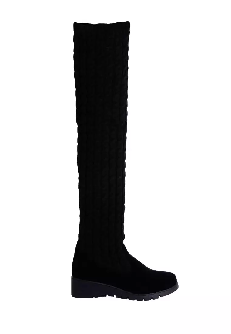 Discount on Twenty Eight Shoes  shoes - SKU: Sweater Shaft Low Heel Over Knee Boot Vb168