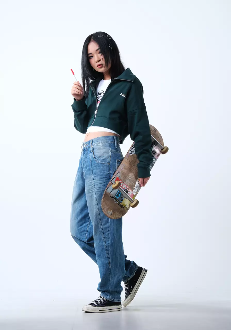 Jaket Wanita Cropped Mia Dark Green