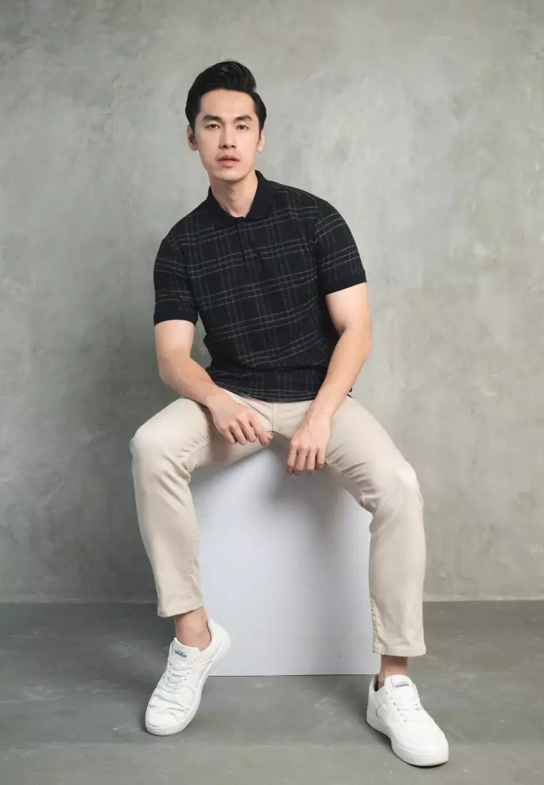 Kale / PARVIS Black / Polo Shirt Pria / Atasan Kaos Polo Pria / Kaos Polo Berbahan Cotton Pique / Polo Shirt Slim Fit